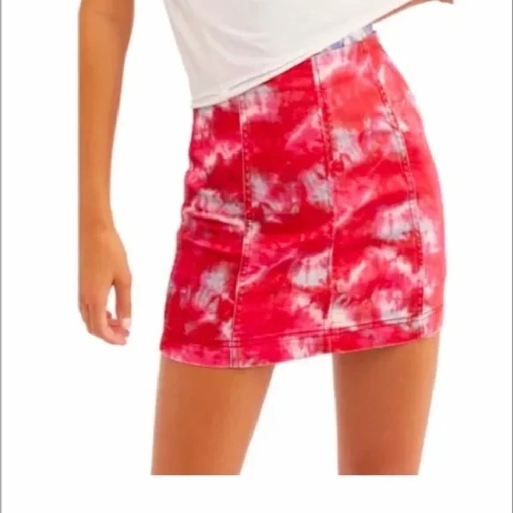 Free People Modern Femme‎ Tie-Dye Denim Skirt - 4